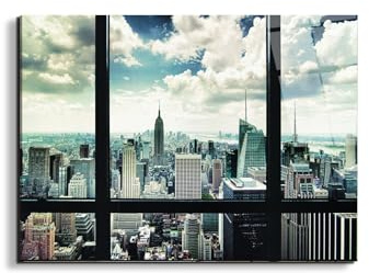 Artopweb EarthArt Total Gloss 58 × 78 cm, Spiegel-Bild, leicht, fertig zum Aufhängen, Heimdekoration, Kunst, italienisches Design, umweltfreundlich, New York Window von Art Studio