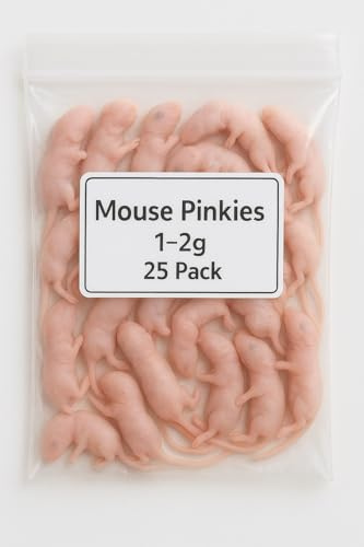 SiarFrozen Mouse Pinkies Small 1–2g – 25 Pack | Small Feeder Mice for Snakes, Reptiles & Birds | Premium Quality, Fast-Frozen Nutrition