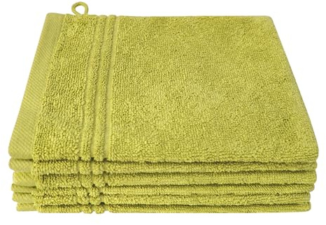 Dyckhoff Bio Nature Waschhandschuh Set, 6-TLG., GOTS, 500g/m², Kiwi | 16x21cm, zertifizierte Bio-Baumwolle, besonders weich und saugkräftig