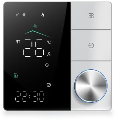 CashMuch Smartes Thermostat mit Knopf für Smart Life App-Steuerung, Sprachfernbedienung, 5+2 Proammable, IP20 Prottion, 5-35°C Reichweite, für Wasser-Hting-Systeme