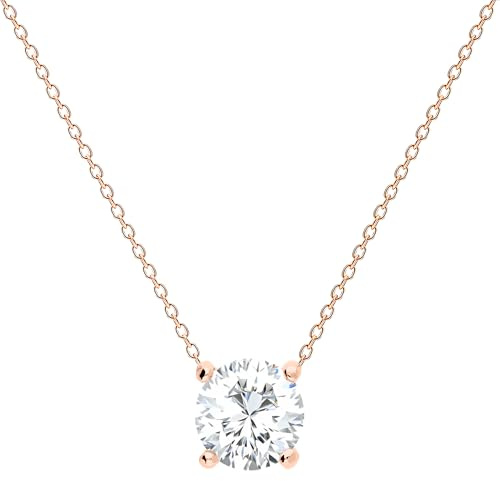 Löb 750er Roségold Vergoldet Kette Zirkonia Stein Anhänger Rund Solitär Damen Schmuck Steinanhänger Diamant Form Trachtenkette Dirndl Tropfen Gold
