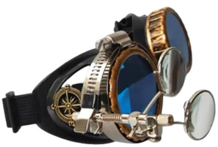 LOVIVER Funky Steampunk-Brille, Foto-Requisiten, farbige Linsen, Brillen, Punk-Okularlupe, Mode, Damen, Herren, Sonnenbrille für Cosplay, Halloween, Kostüm