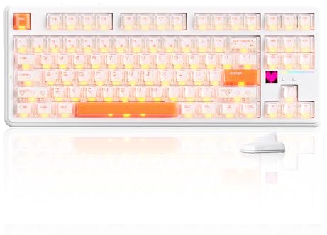 MAMBASNAKE x ATTACK SHARK X87 Ultra Wireless Mechanical Gaming Keyboard | Tri-Mode TKL 80% Keyboard RGB, 8000Hz, 10000mAh, Hot-Swap Linear Switches, Dot Matrix Display, Transparent Keycaps, Orange