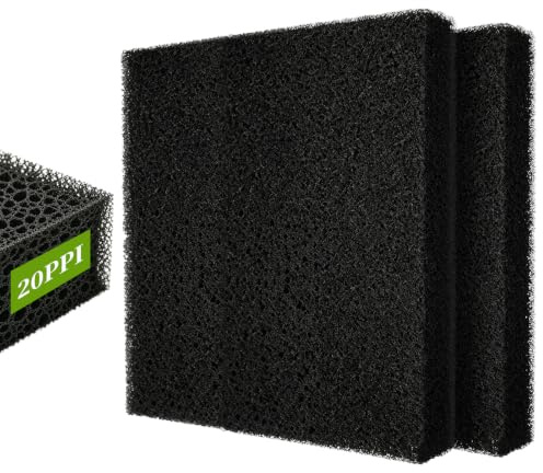 lalago 2er Aquarium Filtermatte, Filterschaum, Teich filtermatten (20 PPI) | 47x47x4cm, 20 PPI Aquarium Filterschwamm Pad, Filtermedien-Schaumstoffschwämme, Individuell Zuschneidbar, für Aquarien Teiche