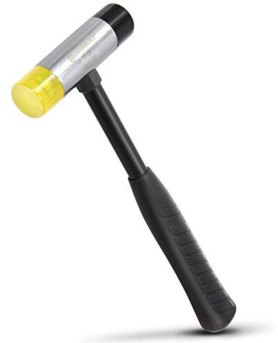 Powerbuilt 16 Ounce Soft Face Hammer, Non-Marring Rubber, Lightweight Tubular Steel Handle with Comfortable Non-Slip Grip, Yellow Black 648335