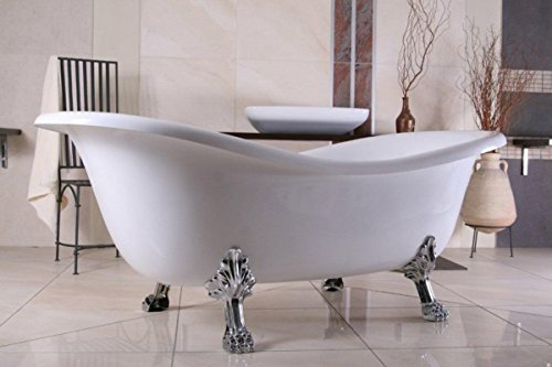 Casa Padrino Freistehende Luxus Badewanne Jugendstil Paris Weiß/Silber 1880mm - Barock Badezimmer