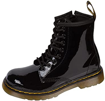 Dr. Martens DELANEY, Stivali Unisex Bambino, Nero (Black Patent Lamper), 36
