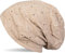 styleBREAKER Damen Beanie Mütze mit edler Strass-Nieten Applikation, Longbeanie Slouch 04024037, Farbe:Beige meliert
