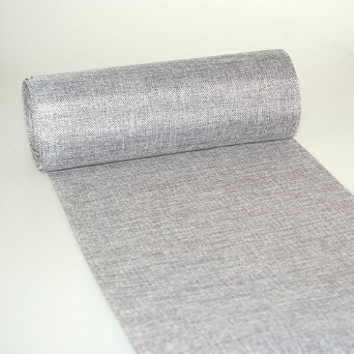 Deko AS GmbH Shabby Chic Leinenoptik Tischläufer, Polyester geruchsneutral, Grau, 30 cm x 5 m, 25
