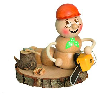 Drechslerei Kuhnert Rauchmann/Räucherfigur - Rauchwurm aus Holz - Rudi & ROSI - Motiv: Holzarbeiter-Rudi - Höhe: ca. 14cm - Made in Germany
