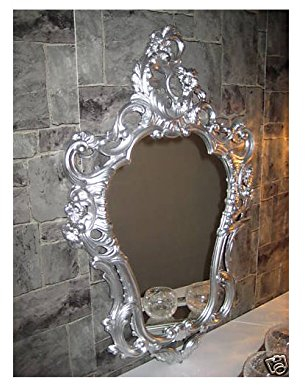 Lnxp EXKLUSIVER WANDSPIEGEL BAROCKSPIEGEL ANTIK BAROCK Rokoko REPRO Spiegel Silber 50X76 WANDDEKO 118SP