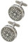 Manschettenknöpfe Herren Silber Farbe - Mit Box - Keltisch Design - Antiken Stil - Langlebiges Messing - 20mm Durchmesser - Runde - Kreuz - Silber und Schwarz Farben - Ein Paar