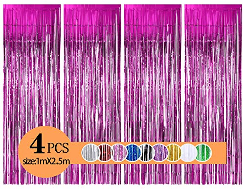 Yiiky Metallische Lametta Vorhänge/Folie Hintergrund Fringe Vorhänge für Geburtstag Party/Hochzeit, DIY Photo Booth Dekorationen, Tür Fenster Hintergrund Foto Requisiten für Festival(1x2.5m)