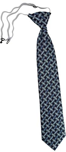 TigerTie Kinderkrawatte in mint blau schwarz - Motiv Flechtmuster - Kindersicherheitskrawatte vorgebunden mit Gummizug
