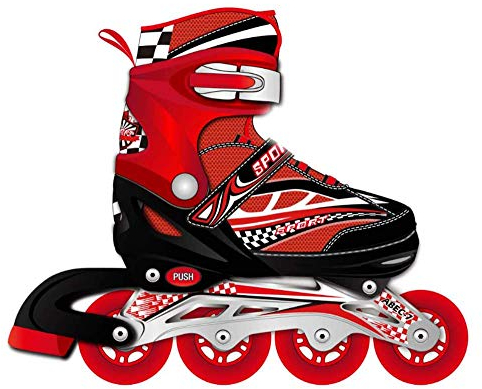 Tante Tina Inliner für Kinder - Kinder Inliner verstellbar mit leuchtenden Rollen - Kinderinliner Rollschuhe größenverstellbar in 4 Größen - Rot L (38-41