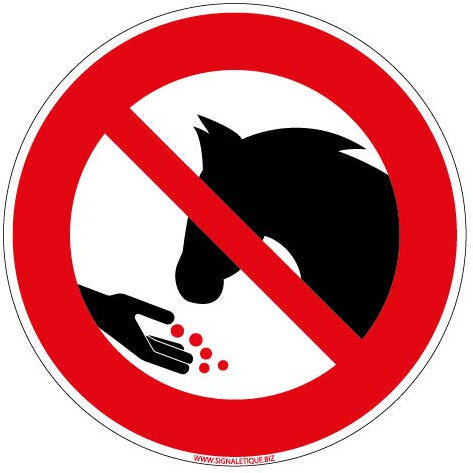 Panneau - Interdiction De Nourrir Les Chevaux- Diamètre 125 mm - Plastique Rigide PVC 1,5 mm - Protection Anti-UV