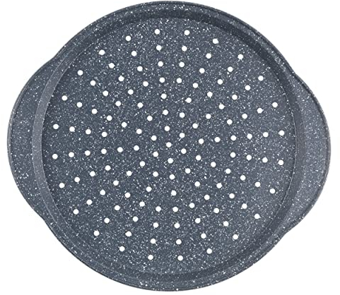 Russell Hobbs® RH01003EU Nightfall Stone Pizarra antiadherente de 37 cm, bandeja redonda perforada de acero al carbono, sin PFOA, a prueba de horno a 220 grados, mármol azul