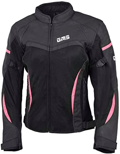 gms Tara Mesh Damen Motorrad Textiljacke (Black/Pink,M)