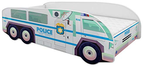 ACMA Kinderbett Autobett Lattenrost LKW Truck Schlafzimmer Kindermöbel Spielbett 140 x 70 cm 160 x 80 cm (160x80 cm mit Matratze, 01)