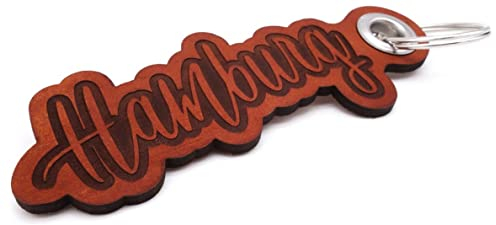 Samunshi® Leder Schlüsselanhänger mit Gravur Ruhrpott Geschenke Made in Germany Ruhrpott 11x5cm cognac braun/graviert