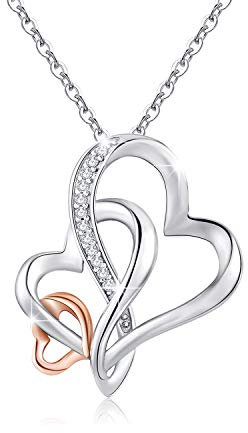 MEDWISE Kette Herz Damen, Mutter Oma Geschenke Schmuck 925 Sterling Silber Drei Herzformen Anhänger Halskette Muttertag Geburtstags Muttertagsgeschenk Geschenk für Mutter Mama Ehefrau Damen Frau