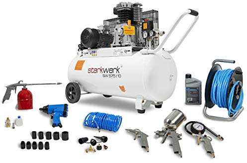 Starkwerk Druckluftkompressor Kompressor SW 575/10 3kW 400V 10Bar 100l Kessel Keilriemenantrieb Luftkompressor Compressor inklusive Druckminderer und Wasserabscheider
