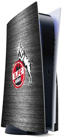 DeinDesign Skin kompatibel mit Sony Playstation 5 Disc Edition Folie Sticker 1. FC Köln Metallic Look Offizielles Lizenzprodukt