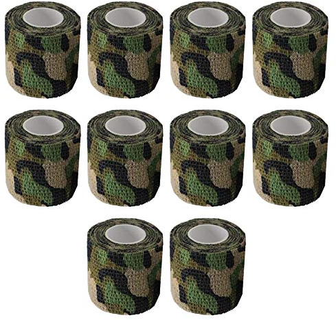 Mdurian 10 X Selbstklebende Tarnung Band Tarnband Wrap Camouflage Elastisch Stealth Band Camo Schutz für Militär Jagd Feuchtgebiete 4.5m x 5cm