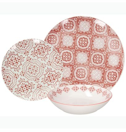 Tognana metropol coral set di piatti colorati decorati ricamati 18 pezzi per la tavola elegante in porcellana