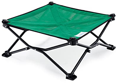 Coolaroo On-The-Go erhöhtes Hundebett – Faltbares Pop-Up-Reise-Hundebett mit atmungsaktivem, feuchtigkeitsbeständigem Stoff, Tragetasche inklusive, leicht & tragbar, Smaragdgrün, Standard