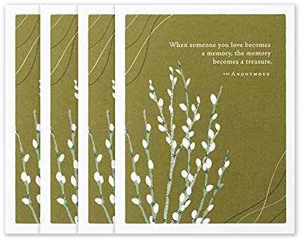 Compendium Positively Green 4er-Pack Trauerkarten – When someone you love becomes a memory…, (insgesamt vier Karten, ein Design, mit Umschlägen)