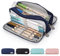 Maomaoyu Large Storage Pencil Case with 3 Compartments for Girls and Boys, Big Capacity Aesthetic Pencil Bag 3 Deckers for School Supplies,Blue