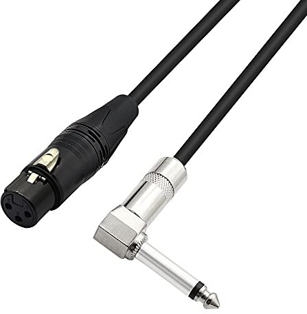 PNGKNYOCN Right Angle 6.35mm Mono to XLR 3 Pin Cable,90 Degree 1/4 Male to XLR Female Interconnect Cable for Soundbox, Microphone, Power Amplifier Etc(50cm)