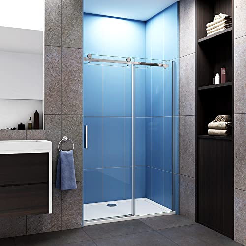 Acezanble Duschtür 100cm Duschabtrennung Schiebetür 6mm Glas Dusche H195cm