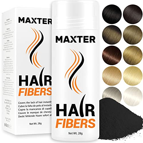Maxter Streuhaar zur Haarverdichtung - Haarpuder gegen Kaschierung von Haarausfall - Haarpuder Männer und Frauen - Mikrofaser in Pulverform - Hair Fiber - Haarpuder Schwarz