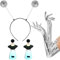 Alien Kostüm Set Glitzer Bopper Stirnband Silber Lange Handschuhe Schwarze Acryl UFO Ohrringe für Damen Verkleidung Erwachsene Kostüm Zubehör