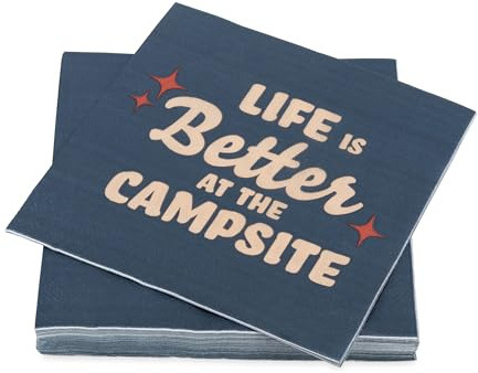 Camco Papierservietten, Motiv Life is Better at The Campite, Dunkelblau, 16,5 x 16,5 cm, 30 Stück (53496)