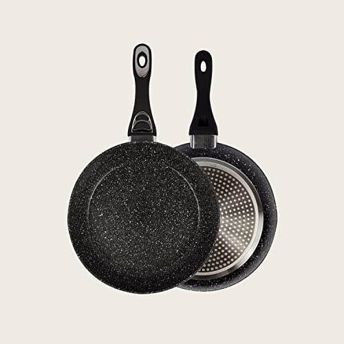 ARCA Padella Vulcania in Alluminio con Rivestimento Antiaderente | Manico Soft Touch Ergonomico Anti Scottatura | Compatibile con tutti i Fornelli | Misure Assortite