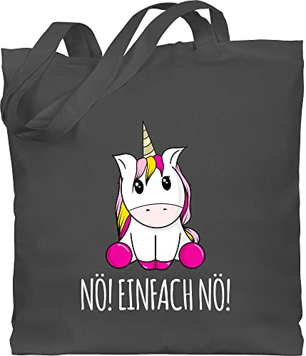 Baumwolltasche - Einhörner - Taschen - Nö Einfach Nö Einhorn - Unisize - Dunkelgrau - beutel nö, einhörnern no stoffbeutel unicorns nö! erwachsene motiv unicorn stofftasche mit freche sprüche