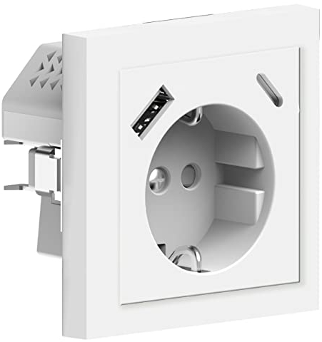 Steckdose Unterputz mit Ladegerät USB C und USB-A 3.4A Max. weiss Einbautiefe 32mm Steckdosen Kindersicherung