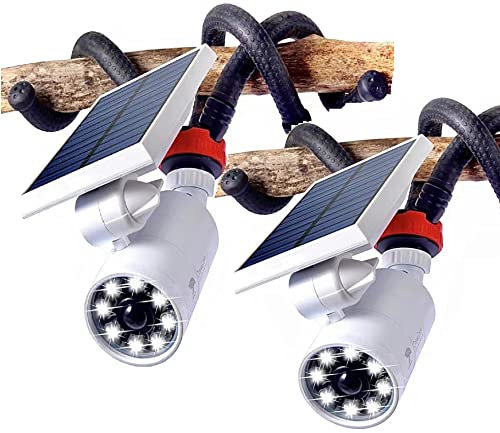 DrawGreen Solar Motion Lights Outdoor Waterproof, 100-Week Free Refund, Camping Solar Lights with Motion Sensor Solar Flood Security Spotlights for Outside Camp Patio, Fence, Deck, Post(2Pack)