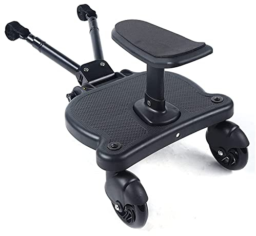 Buggy Board mit Sitz - Kinderwagen Kiddy Board Trittbrett, Stabiles Zweirad-Design Stehbrett bis 25Kg Kinderwagen Mitfahrbrett mit Sitz Universal für Kinder von 3-7 Jahren