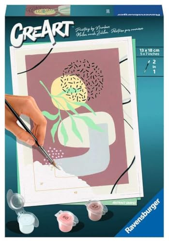 Ravensburger CreArt 23543 - Abstrakte Formen - Malen nach Zahlen Erwachsene, DIY Malset mit Pinsel und Acrylfarben, Geschenk für Frauen und Männer, Malen für Erwachsene