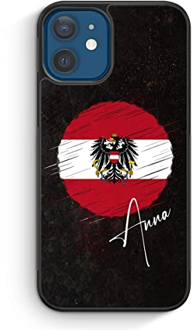MUNIQASE Österreich Austria mit Wunschname - Silikon Hülle für iPhone 13 - Personalisierte Wunschname Österreichische Schutzhülle Handyhülle Case Cover