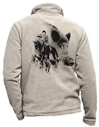 Pets-easy Personalisiertes beiges Jagdvlies mit Wildschwein, Hunden, Pferd und Rüssel - Jagdkoffer Größe XL