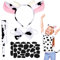 SUNYOK 4pcs Disfraz de vaca para Niños Accesorios de Vestuario de Vaca Diadema con Orejas de vaca Corbata Lazo Cola Papel autoadhesivo Cosplay animales para Los Reyes Magos Carnaval disfraces fiesta