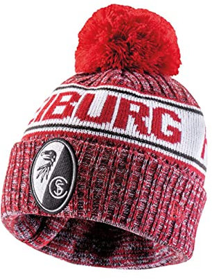 SC Freiburg Mütze Bommel NE Wappen rot/weiß Wintermütze