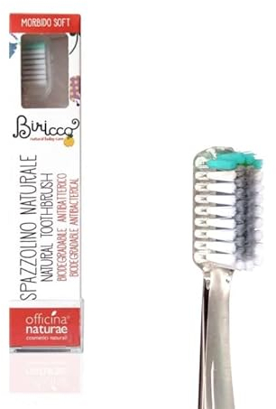 Officina Naturae Eco-Nachhaltige Baby-Silber-Zahnbürste Griff aus erneuerbaren pflanzlichen Ressourcen und weichen Borsten Farbe Grün Bio Nachhaltige Vegan