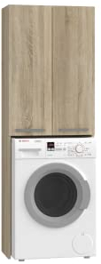 3E 3xE living.com Mobili per la lavatrice con due armadi, due ripiani e una lavatrice Bagnoli, D: A: 180 cm, L: 64 cm, P: 30 cm, Quercia sonoma