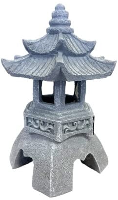 HH Home Hut Garden Solar Pagoda Ornament, Lantern Garden Outdoor Indoor Statue Zen Asian Japanese Decor for Landscape Balcony Decorations 25cm Tall